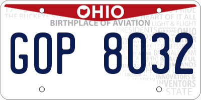 OH license plate GOP8032