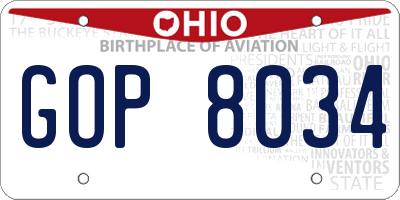 OH license plate GOP8034
