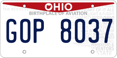 OH license plate GOP8037