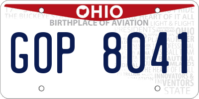 OH license plate GOP8041