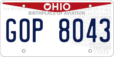 OH license plate GOP8043