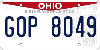 OH license plate GOP8049