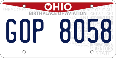 OH license plate GOP8058
