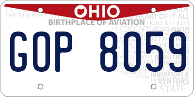 OH license plate GOP8059