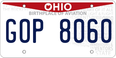 OH license plate GOP8060