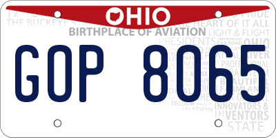 OH license plate GOP8065