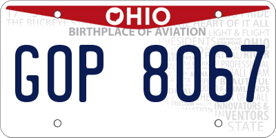 OH license plate GOP8067