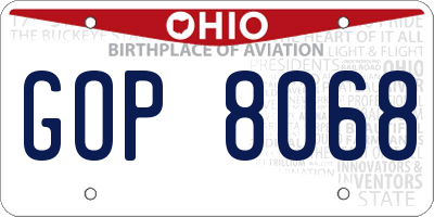 OH license plate GOP8068