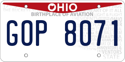 OH license plate GOP8071