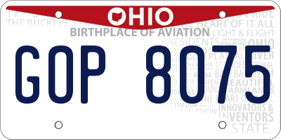 OH license plate GOP8075
