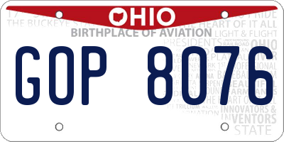 OH license plate GOP8076