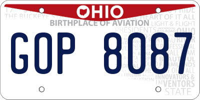 OH license plate GOP8087