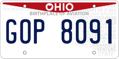 OH license plate GOP8091
