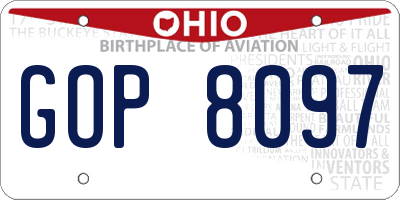 OH license plate GOP8097