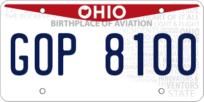OH license plate GOP8100
