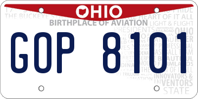 OH license plate GOP8101