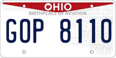OH license plate GOP8110