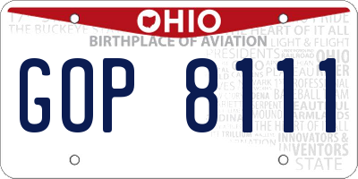 OH license plate GOP8111
