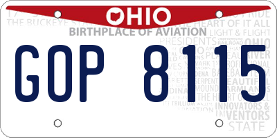 OH license plate GOP8115