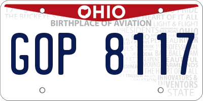 OH license plate GOP8117