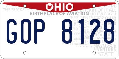 OH license plate GOP8128