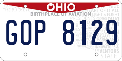 OH license plate GOP8129