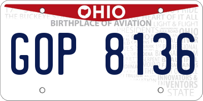OH license plate GOP8136