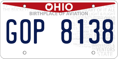 OH license plate GOP8138