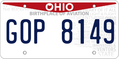 OH license plate GOP8149