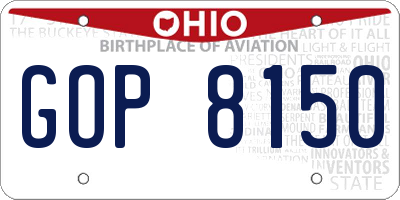 OH license plate GOP8150