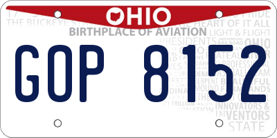 OH license plate GOP8152