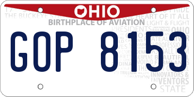 OH license plate GOP8153