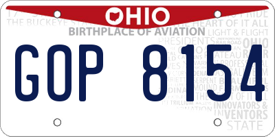 OH license plate GOP8154