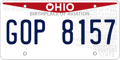 OH license plate GOP8157