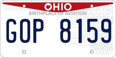 OH license plate GOP8159