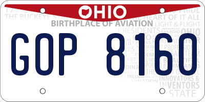 OH license plate GOP8160