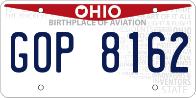 OH license plate GOP8162