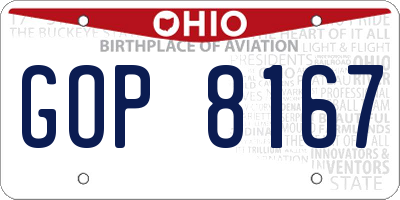 OH license plate GOP8167