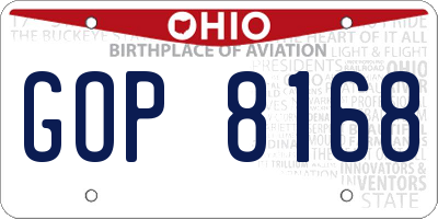 OH license plate GOP8168