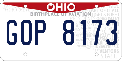 OH license plate GOP8173