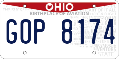OH license plate GOP8174