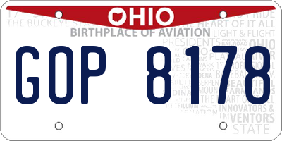 OH license plate GOP8178