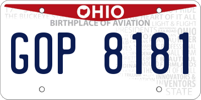 OH license plate GOP8181