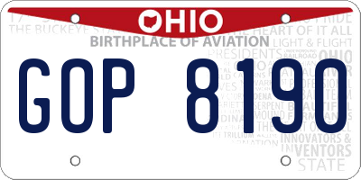 OH license plate GOP8190