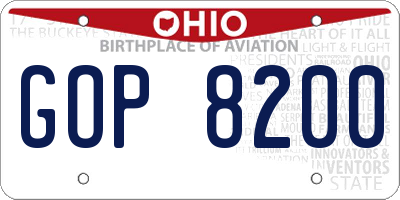 OH license plate GOP8200