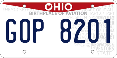 OH license plate GOP8201