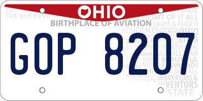 OH license plate GOP8207