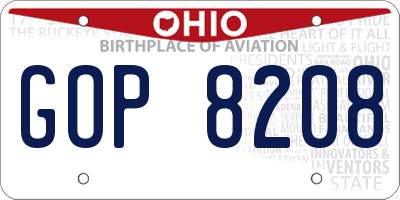 OH license plate GOP8208