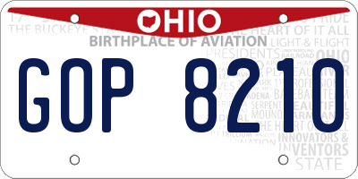 OH license plate GOP8210