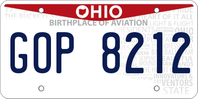 OH license plate GOP8212